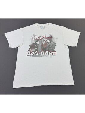Rare Vintage Y2K Christmas Story Triple Dog Dare Movie Promo Comedy Art White T